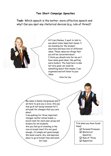 Persuasive speech writing and rhetorical devices | Teaching Resources