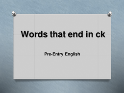 Words That End in CK | Teaching Resources
