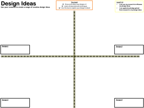 KS3 textiles design idea sheet - template | Teaching Resources