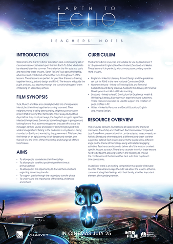 Earth to Echo - Our Adventure | Teaching Resources