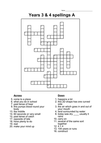 Crosswords and Word Searches for 2014 spellings | Teaching Resources