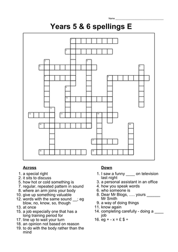 Crosswords and Word Searches for 2014 spellings | Teaching Resources