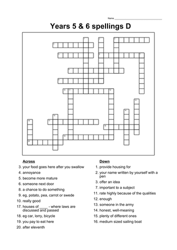Crosswords and Word Searches for 2014 spellings | Teaching Resources