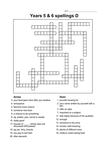 Crosswords and Word Searches for 2014 spellings Teaching Resources