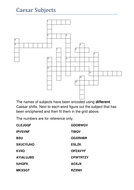 Caesar Cipher Subjects | Teaching Resources