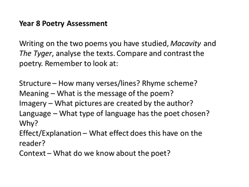 year 8 poetry teaching resources