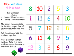 dice addition game teaching resources