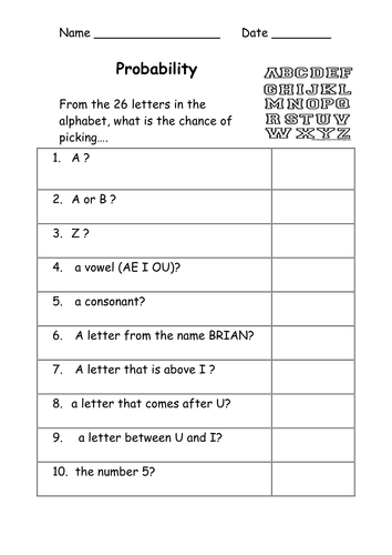 probability full lesson powerpoint worksheets teaching resources