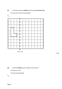 Reflection - Levelled SATs questions by paul urry - UK Teaching ...