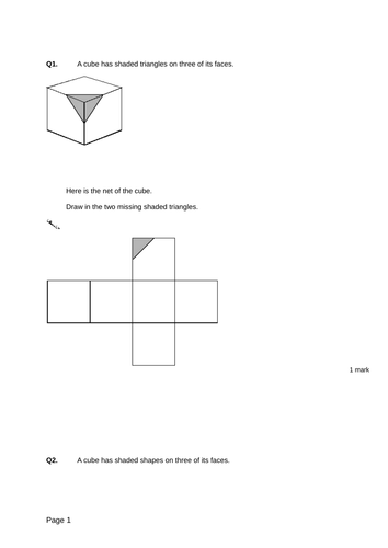 3D shapes - Levelled SATs questions | Teaching Resources