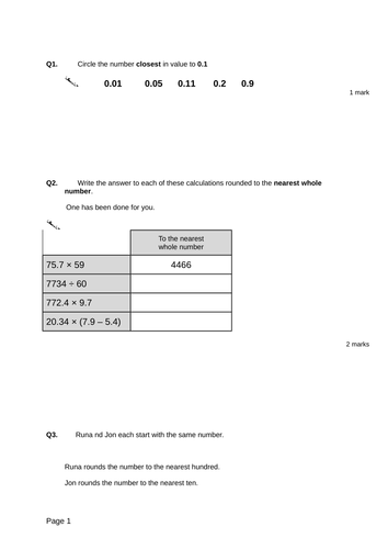 Rounding - Levelled SATs questions | Teaching Resources