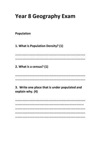 year 8 geography exam teaching resources