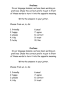 Prefixes worksheets for grade 4 with answers image