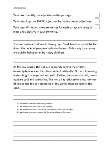 adjectives in descriptive writing low ability by beckyjohnston76