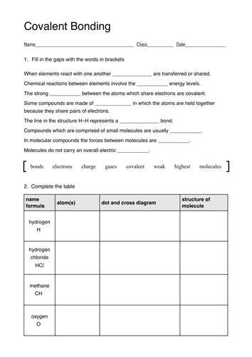 Covalent Bonding | Teaching Resources