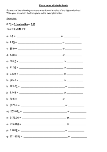 decimal place value addingsubtracting decimals by