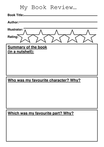 book review template teaching resources