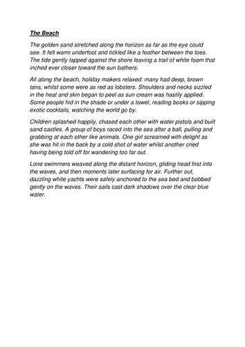 Descriptive writing for igcse teaching resources