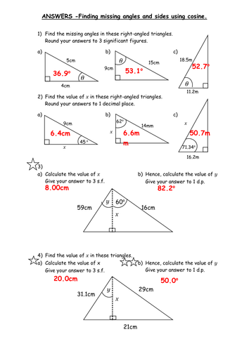 Sine Cosine And Tangent Practice Worksheet Answers