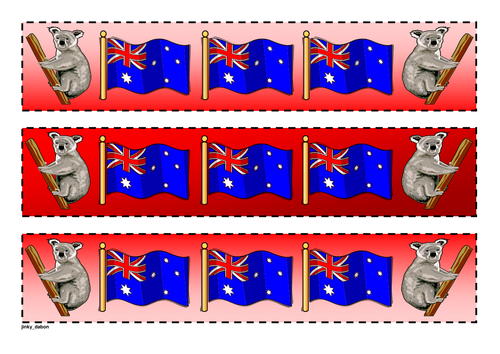 Flag of Australia and Koala Themed Cut-out Borders