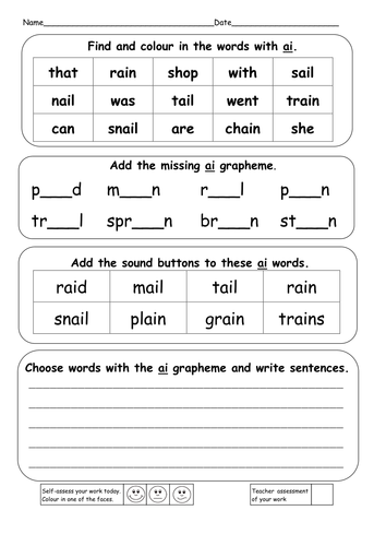 Worksheets Ai Ay Worksheets ai ay a e powerpoints and resources by ruthbentham teaching find colour in the words with doc