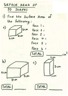 Surface Area of Cuboids & Compound Shape Worksheet | Teaching Resources