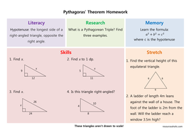 Pythagoras shorter side worksheet image