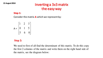 Inverting a 3x3 Matrix | Teaching Resources