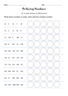 ordering numbers to 1000 worksheet teaching resources