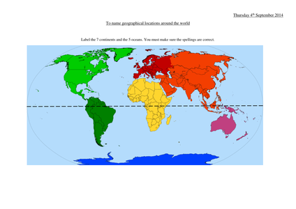 continents and oceans by lisahoward uk teaching