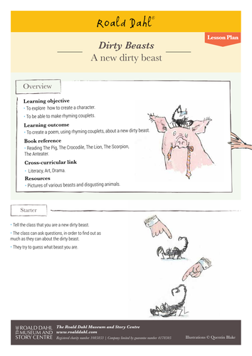 Roald Dahl's 'Dirty Beasts' - Lesson Plan | Teaching Resources