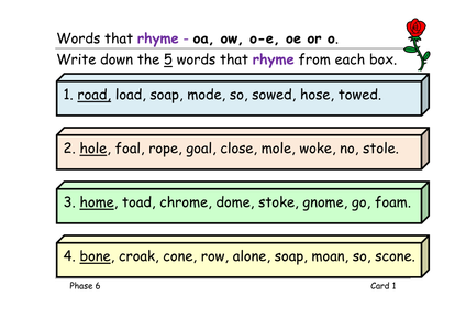 Words that rhyme; alternative spellings - Resources - TES