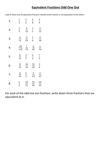 Equivalent Fractions | Teaching Resources