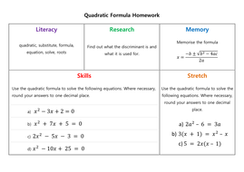 quadratic equation homework help