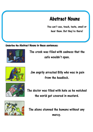 super grammar abstract noun spag teaching resources