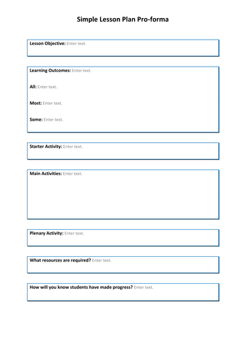 Lesson plan pro-formas by TES Resource Team - Teaching Resources - TES