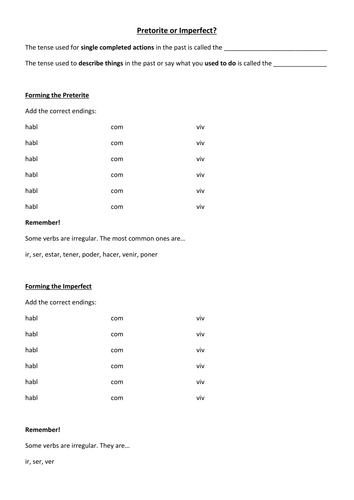 Preterite or Imperfect? | Teaching Resources