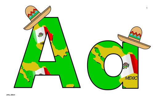 Flag of Mexico Themed Alphabet and Numbers | Teaching Resources