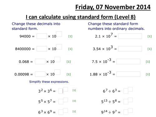 Worksheets Standard Form Worksheet multiplying and dividing standard form by rebecky xo teaching powerpoint pptx worksheet