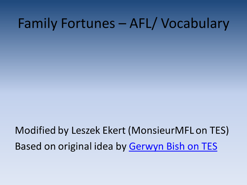 Family Fortunes - AFL or Vocabulary
