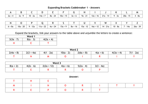 Expanding Brackets Codebreaker 1 - Answers.docx