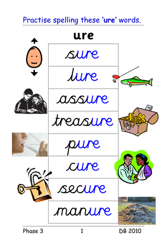 Phase 3: oi, ear, air, ure, er - table cards. | Teaching Resources