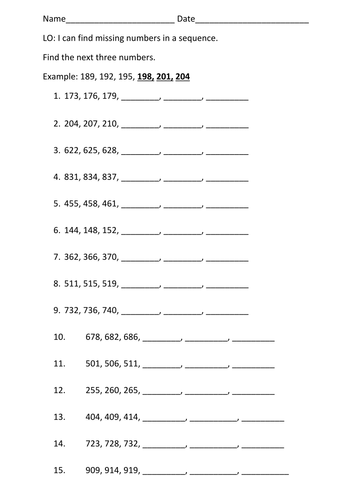 Complete the sequence | Teaching Resources