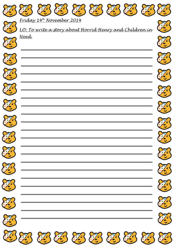 Pudsey Bear Page Border/ Writing Template | Teaching Resources