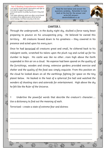 year 5 reading comprehension worksheet by hilly100m