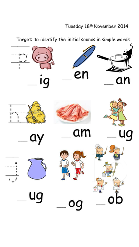 j h and p cvc worksheets and initial sound sheet