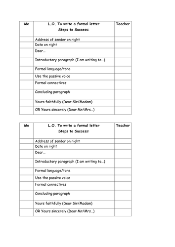 thank letter grade 4th you template Teaching Formal criteria by helensunter1  letter success