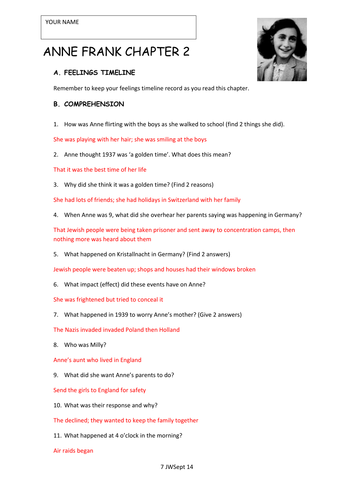 Anne Frank Workbook | Teaching Resources