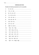 Collecting Like Terms With Powers Teaching Resources