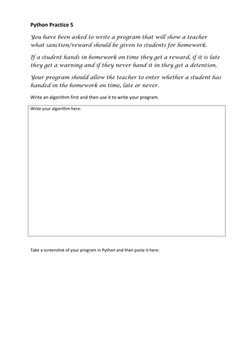 Practice scenarios for selection (IF) | Teaching Resources